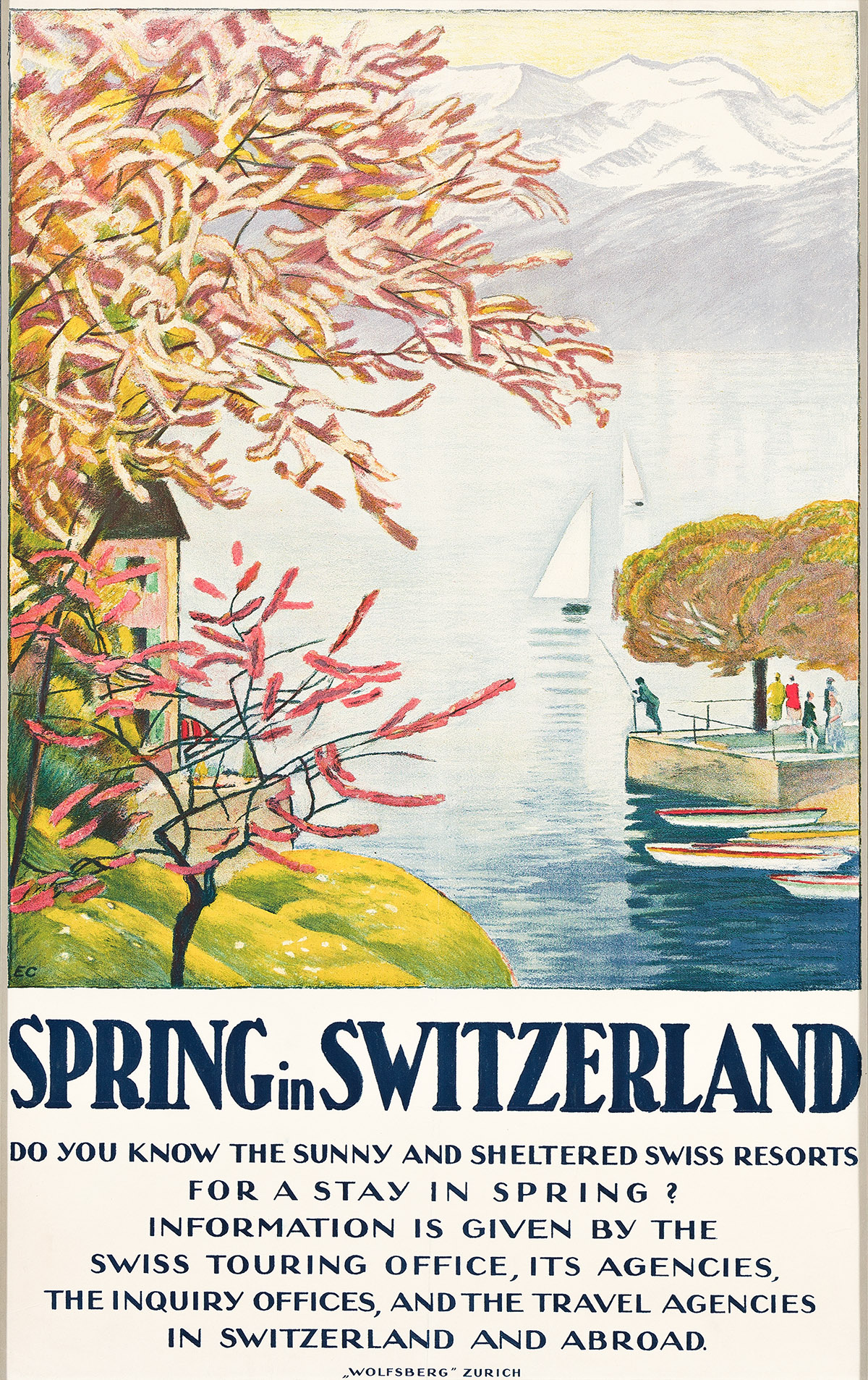 EMIL CARDINAUX (1877-1936).  SPRING IN SWITZERLAND. 1921. 40x25 inches, 101½x63½ cm. Wolfsberg, Zurich.